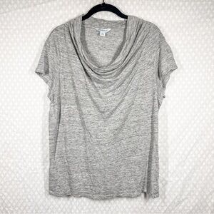 Sundance Heather Grey Linen Cowl Neck Short Sleeve Top‎